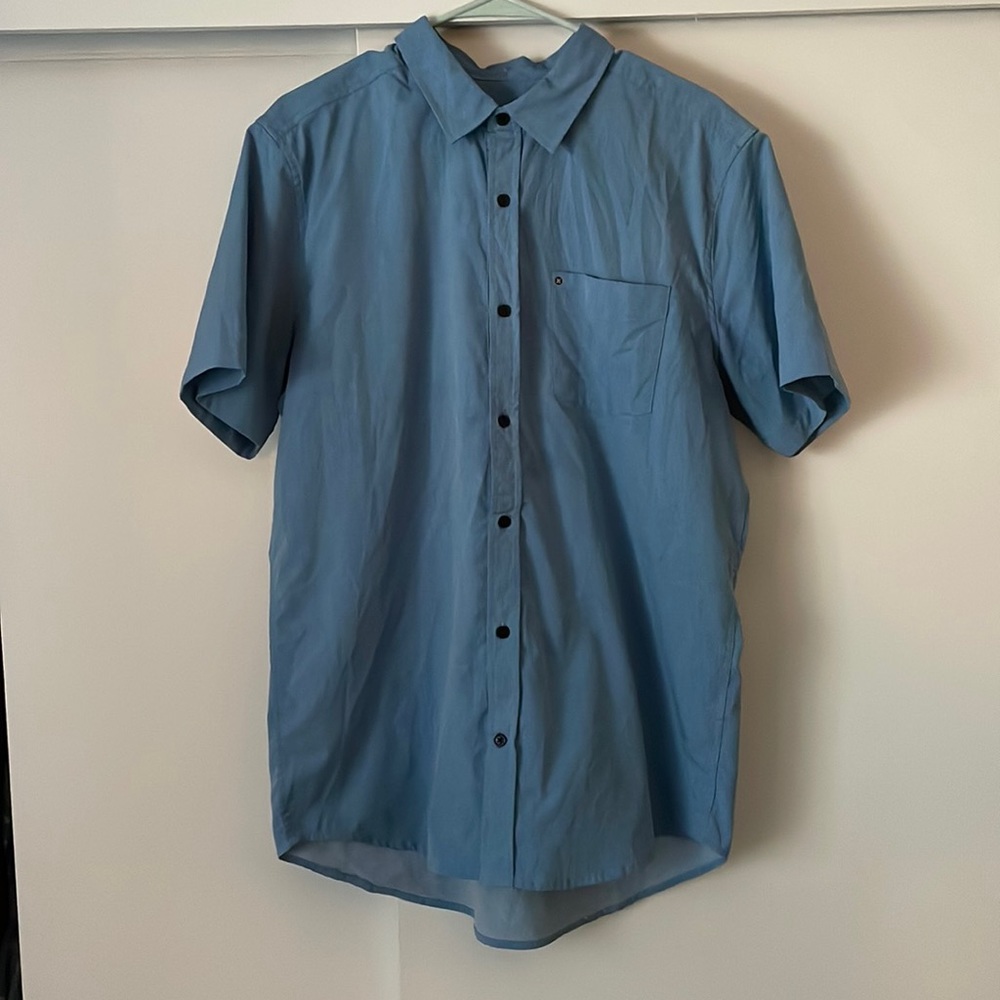 Hurley Nike Dry Fit Blue Button Down Shirt Large